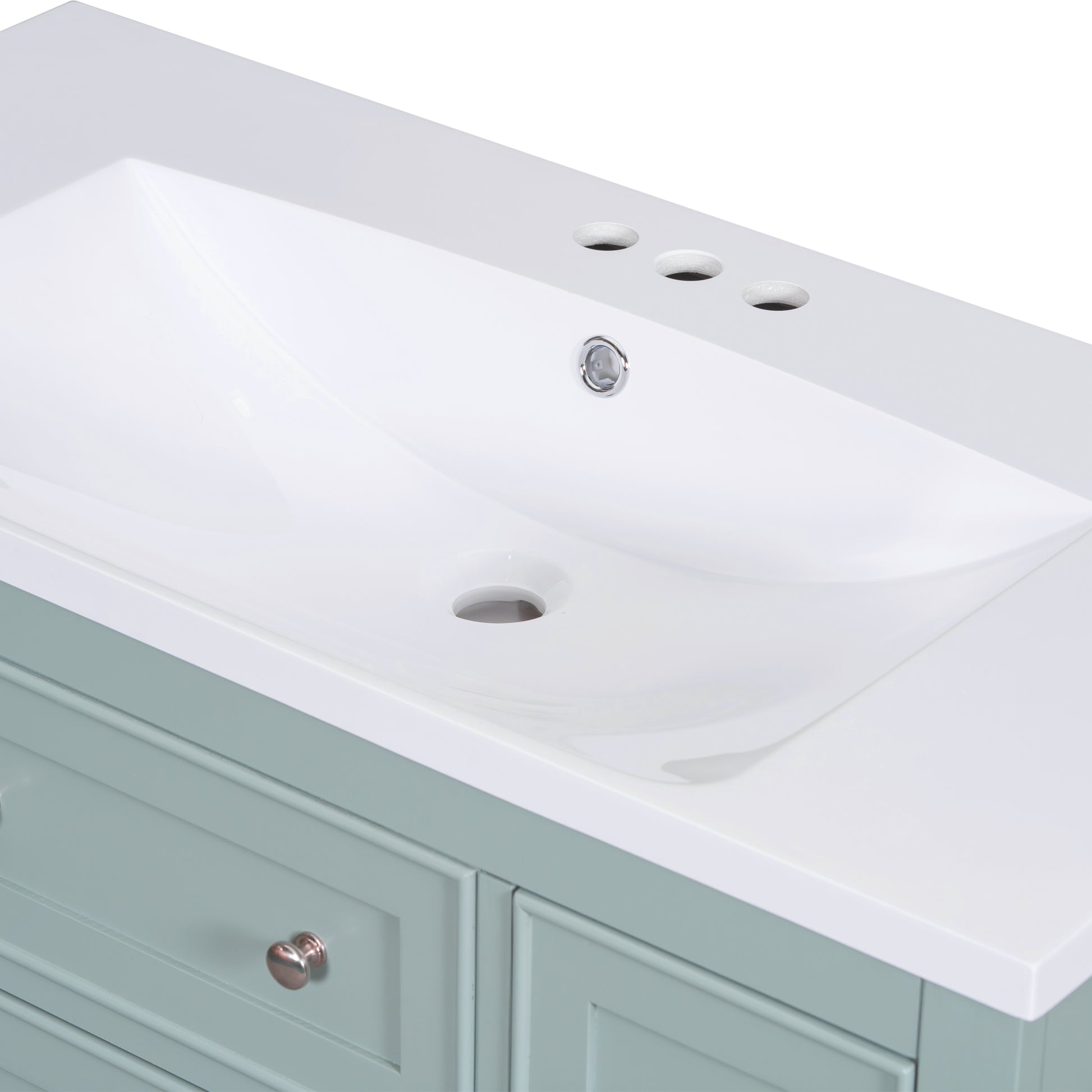 36" Bathroom Vanity With Sink Combo, One Cabinet And Six Drawers, Solid Wood And Mdf Board, Green Green Solid Wood Mdf