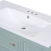 36" Bathroom Vanity With Sink Combo, One Cabinet And Six Drawers, Solid Wood And Mdf Board, Green Old Sku:Sy999404Aag Green Solid Wood Mdf