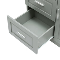 Tall And Wide Storage Cabinet With Doors For Bathroom Office, Three Drawers, Grey Grey Mdf