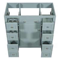 36" Bathroom Vanity Without Sink, Cabinet Base Only, One Cabinet And Six Drawers, Green Green Solid Wood Mdf