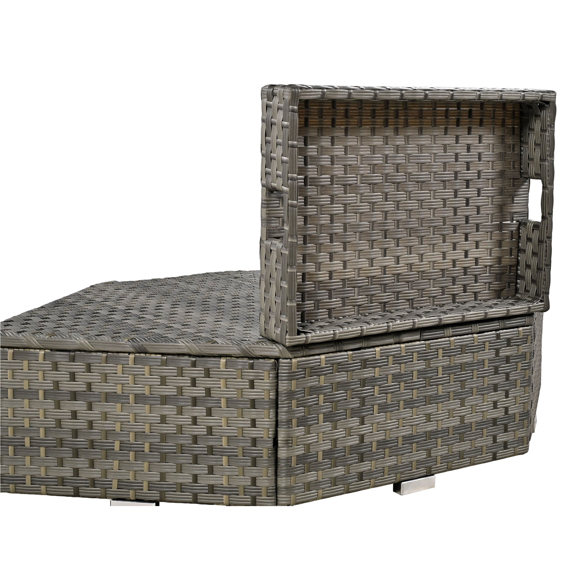 Patio Furniture Set, 6 Piece Outdoor Conversation Set All Weather Wicker Sectional Sofa With Ottoman And Cushions And Small Trays Beige Rattan