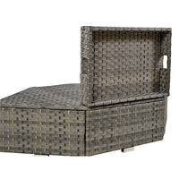 Patio Furniture Set, 6 Piece Outdoor Conversation Set All Weather Wicker Sectional Sofa With Ottoman And Cushions And Small Trays Beige Rattan