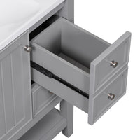 36" Bathroom Vanity With Sink Combo, One Cabinet And Three Drawers, Solid Wood And Mdf Board, Grey Grey Solid Wood Mdf