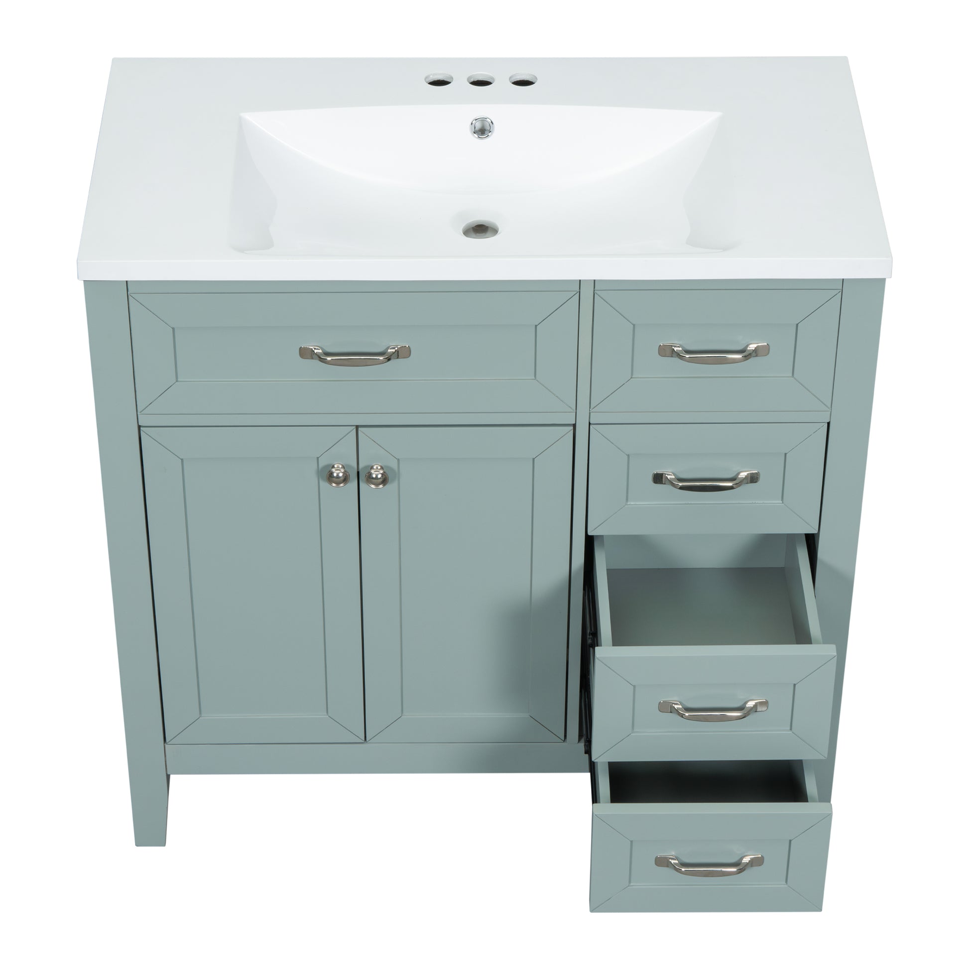 36" Bathroom Vanity With Sink Combo, Green Bathroom Cabinet With Drawers, Solid Frame And Mdf Board Green Solid Wood Mdf