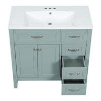 36" Bathroom Vanity With Sink Combo, Green Bathroom Cabinet With Drawers, Solid Frame And Mdf Board Old Sku:Jl000007Aag Green Solid Wood Mdf