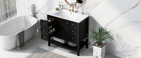 36" Bathroom Vanity With Sink Combo, One Cabinet And Three Drawers, Solid Wood And Mdf Board, Black Black Solid Wood Mdf