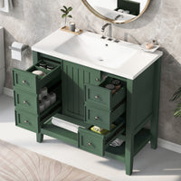 36" Bathroom Vanity With Sink Combo, One Cabinet And Three Drawers, Solid Wood And Mdf Board, Green Old Sku:Sy999505Aag Green Solid Wood Mdf