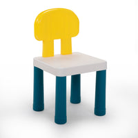 Multi Functional Rectangular Block Table Gray Yellow With Diy Blocks Colorful Polypropylene