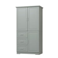 Tall And Wide Storage Cabinet With Doors For Bathroom Office, Three Drawers, Grey Grey Mdf