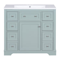 36" Bathroom Vanity With Sink Combo, One Cabinet And Six Drawers, Solid Wood And Mdf Board, Green Old Sku:Sy999404Aag Green Solid Wood Mdf