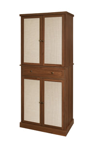 4 Door Cabinet With 1 Drawer, With 4 Adjustable Inner Shelves, Storage Cabinet Walnut Particle Board