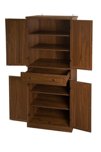 4 Door Cabinet With 1 Drawer, With 4 Adjustable Inner Shelves, Storage Cabinet Walnut Particle Board