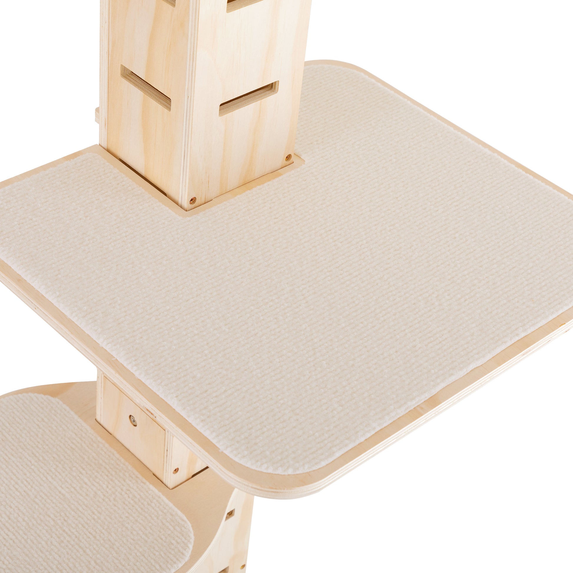 9' Adjustable Height Floor To Ceiling Cat Tree, Multi Level Cat Vertical Cat Condo, Cat Climbing Frame Activity Center With Perching Shelves For Indoor Cats, Natural Natural Wood