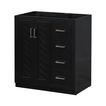 30'' Bathroom Vanity Without Sink,Solid Wood Frame Bathroom Storage Cabinet Only, Freestanding Vanity Set With 3 Drawers& Soft Closing Doors 2 Black 2 1 Adjustable Hinges Bathroom Freestanding Solid Wood Mdf Painted