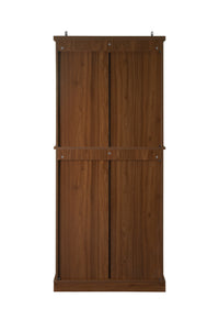 4 Door Cabinet With 1 Drawer, With 4 Adjustable Inner Shelves, Storage Cabinet Walnut Particle Board