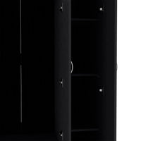 Wardrobe Armoire 71H" With 3 Doors And 2 Inner Drawers, 3 Doors, Black Black Bedroom Modern Pine Particle Board Particle Board