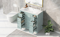 36" Bathroom Vanity With Sink Combo, One Cabinet And Six Drawers, Solid Wood And Mdf Board, Green Old Sku:Sy999404Aag Green Solid Wood Mdf