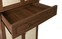 4 Door Cabinet With 1 Drawer, With 4 Adjustable Inner Shelves, Storage Cabinet Walnut Particle Board