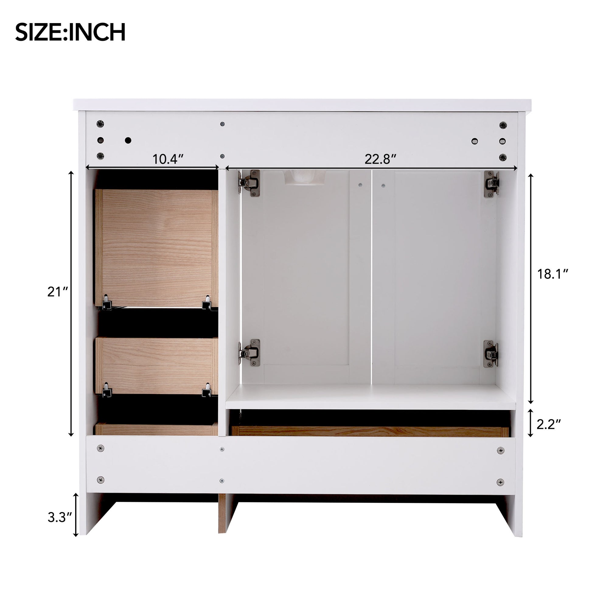 Video 36 Inch Shaker Style Free Standing Bathroom Vanity Cabinet With Sink, 4 Soft Close Drawers And 2 Soft Close Doors White Mdf