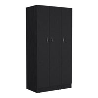 Wardrobe Armoire 71H" With 3 Doors And 2 Inner Drawers, 3 Doors, Black Black Bedroom Modern Pine Particle Board Particle Board