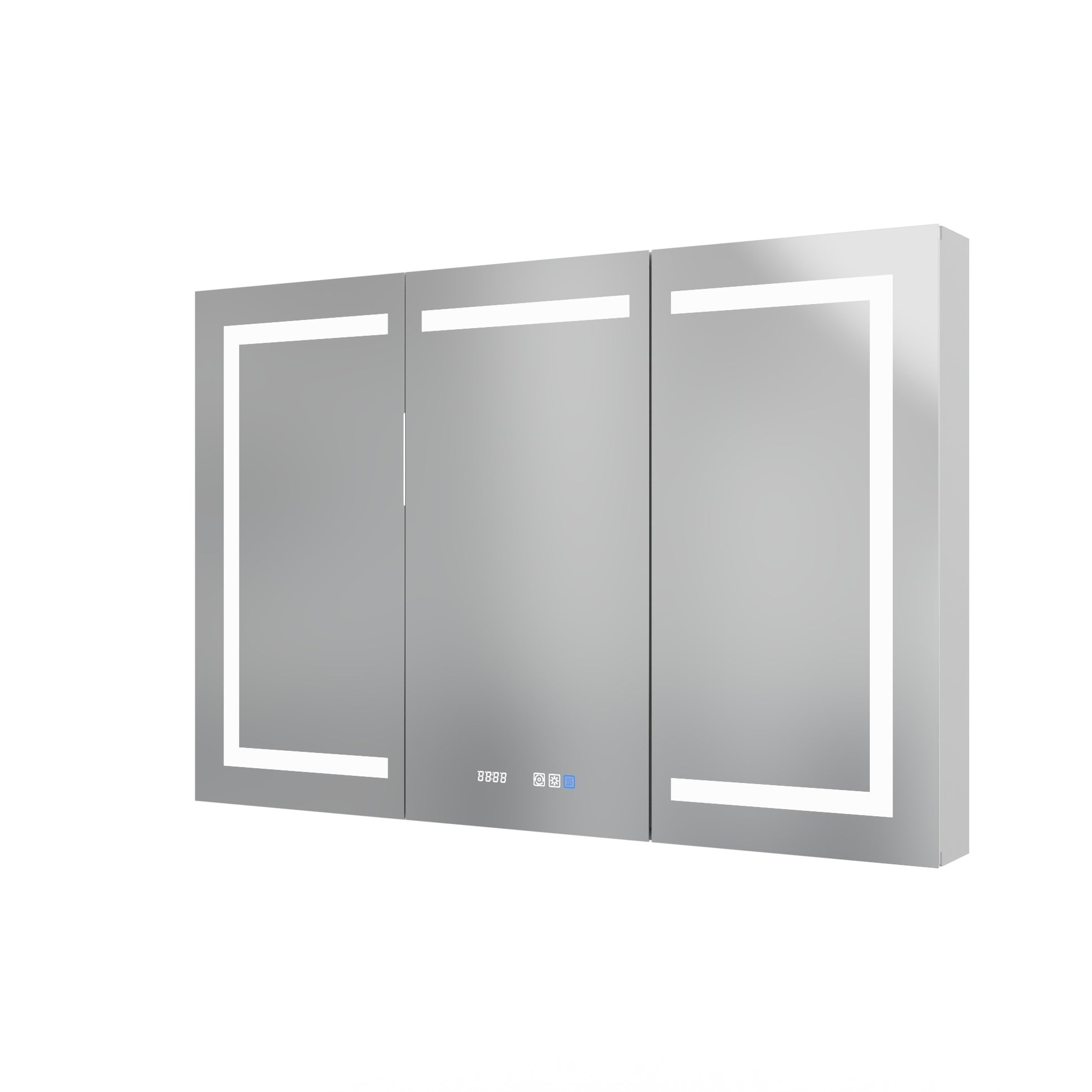 Multi Functional Smart Led Medicine Cabinet ,48*32Inch, Touch Controlled Lighting With Anti Fogmodern Bathroom Vanity Mirror Silver Aluminum