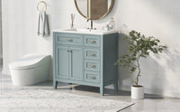 36" Bathroom Vanity With Sink Combo, Green Bathroom Cabinet With Drawers, Solid Frame And Mdf Board Green Solid Wood Mdf