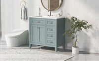 36" Bathroom Vanity With Sink Combo, Green Bathroom Cabinet With Drawers, Solid Frame And Mdf Board Old Sku:Jl000007Aag Green Solid Wood Mdf