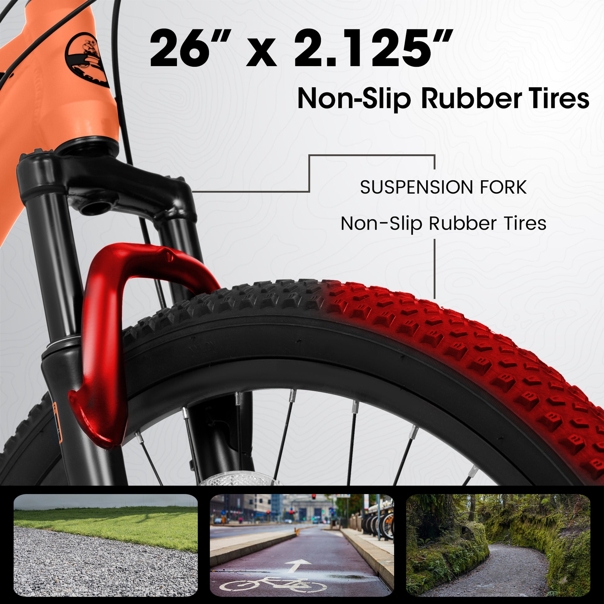 A26322 26 Inch Mountain Bike Adult Aluminum Frame Shock Absorbing Front Fork Bike 21 Speed Disc Brake Mountain Bike Orange Aluminium