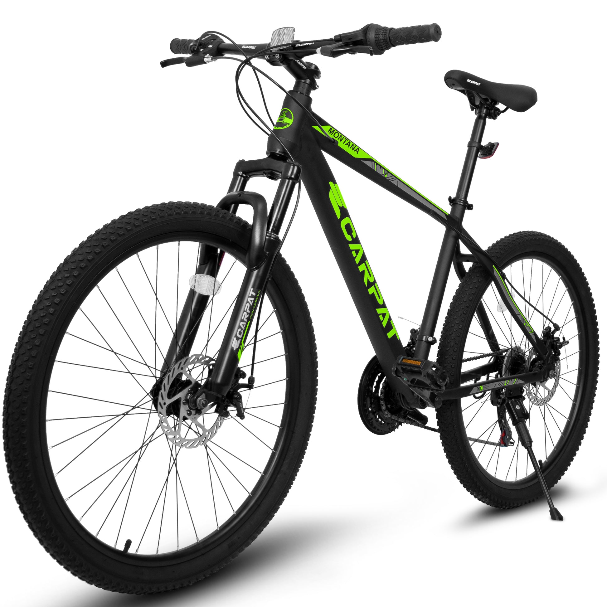 A26322 26 Inch Mountain Bike Adult Aluminum Frame Shock Absorbing Front Fork Bike 21 Speed Disc Brake Mountain Bike Green Aluminium