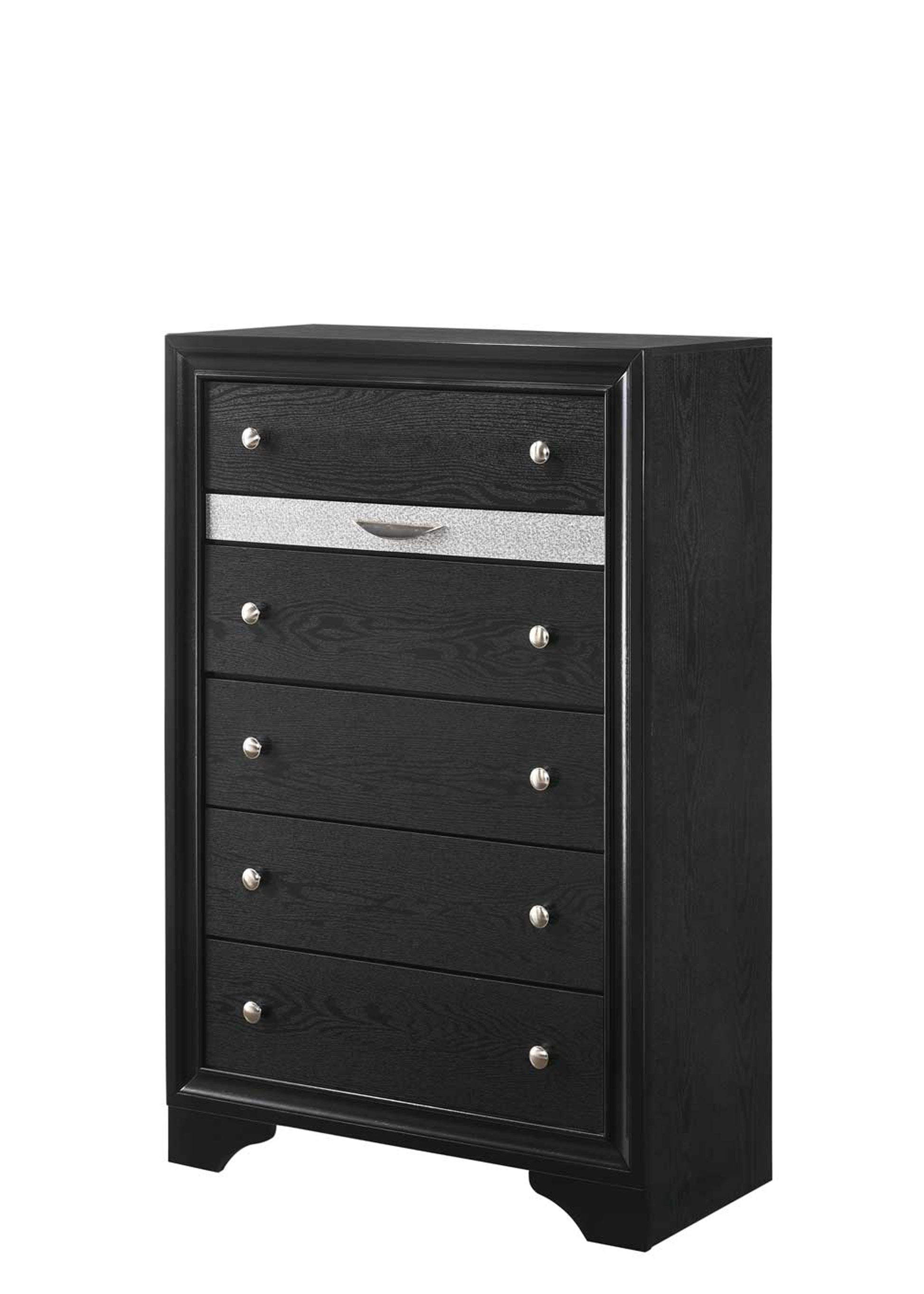 Matrix Traditional Style Full 5Pc Storage Bedroom Set Made With Wood In Black Box Spring Not Required Full Black Wood 5 Piece Set Bedroom Bed Included,Chest Included,Dresser Included,Mirror Included,Nightstand Included Traditional Solid Wood Mdf Wood