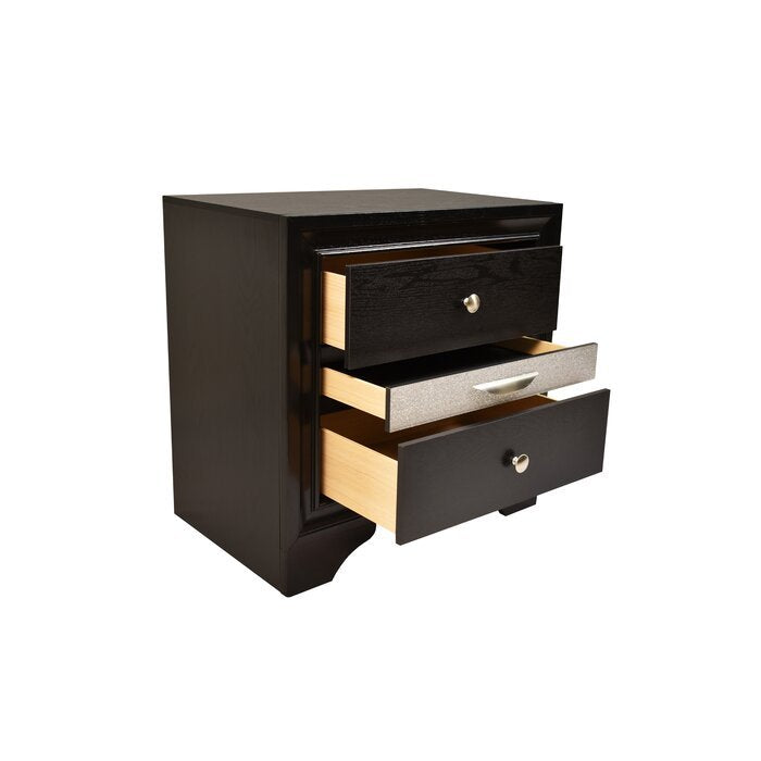 Matrix Traditional Style Full 5Pc Storage Bedroom Set Made With Wood In Black Box Spring Not Required Full Black Wood 5 Piece Set Bedroom Bed Included,Chest Included,Dresser Included,Mirror Included,Nightstand Included Traditional Solid Wood Mdf Wood