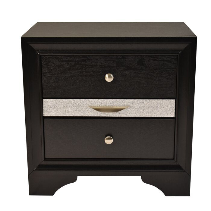 Matrix Traditional Style Full 5Pc Storage Bedroom Set Made With Wood In Black Box Spring Not Required Full Black Wood 5 Piece Set Bedroom Bed Included,Chest Included,Dresser Included,Mirror Included,Nightstand Included Traditional Solid Wood Mdf Wood