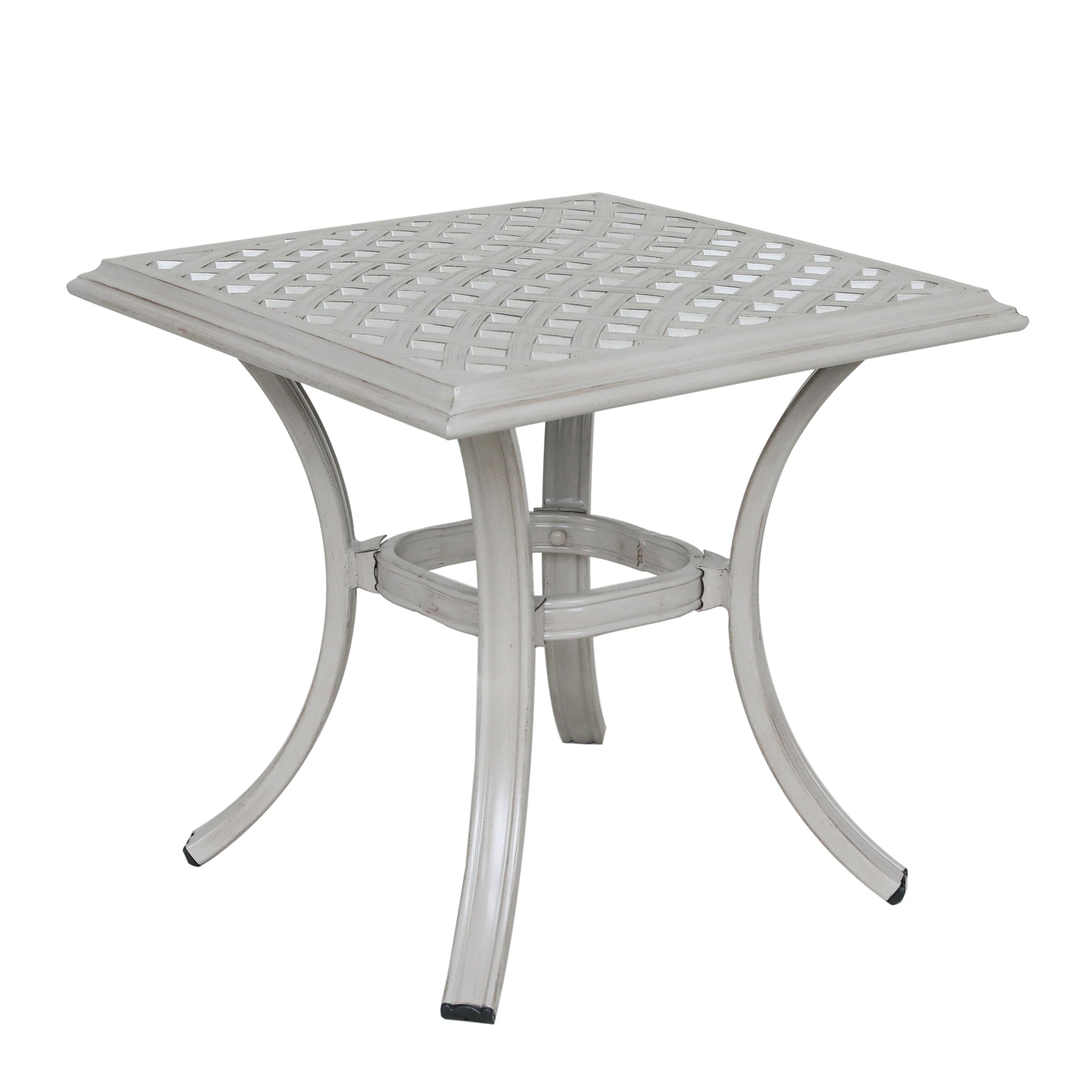 22 Inch Outdoor Standard End Table, Ashen Wheat Wheat Aluminium