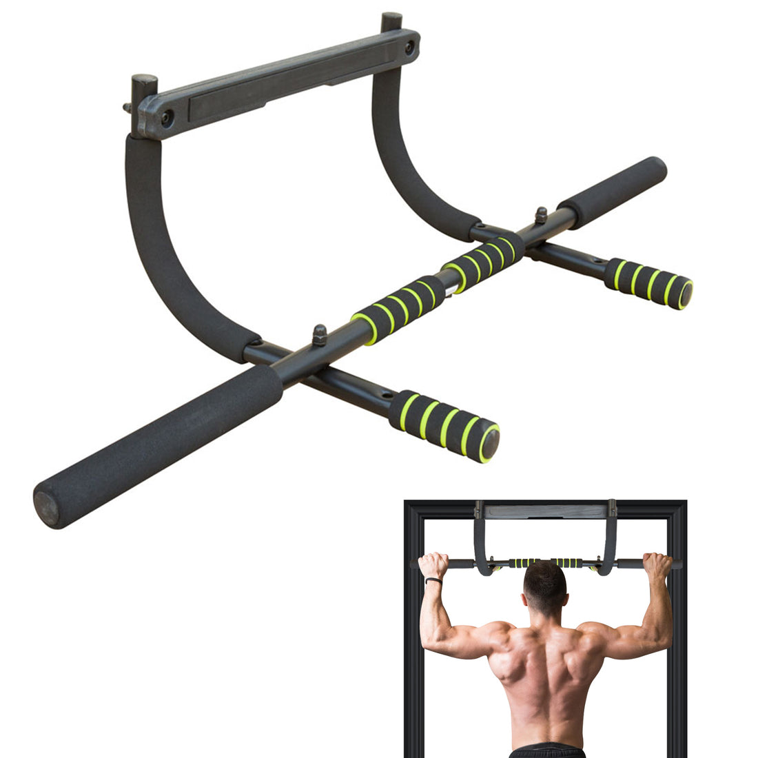 Wall Mounted Pull Up Bar Exercise Chin Bar Portable Dip Bars For Indoors Home Gym Black Iron