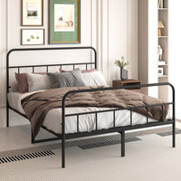 Metal Platform Bed Frame With Headboard, Sturdy Metal Frame, No Box Spring Needed Full Full Black Iron