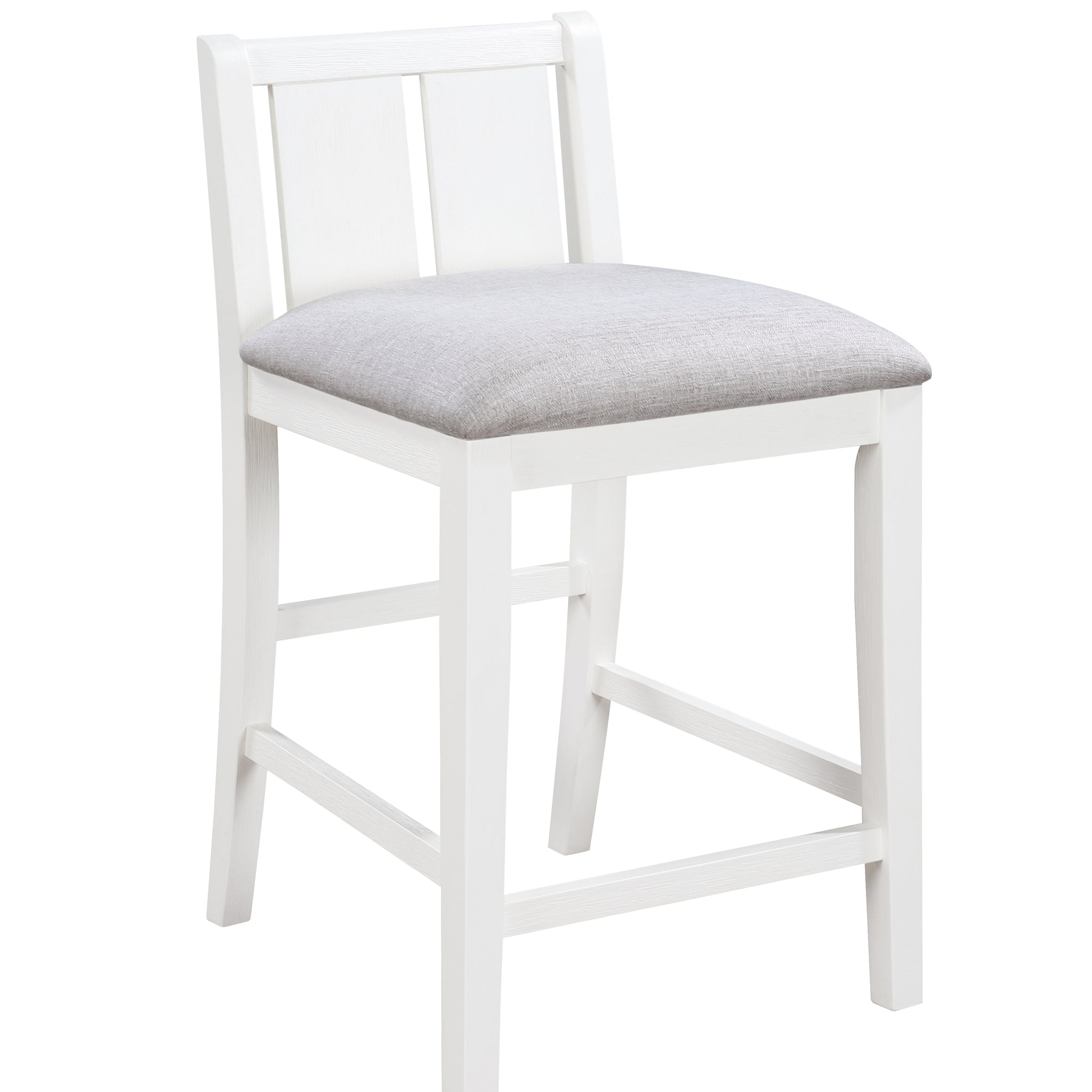 Graham Set Of 2 White Finish Upholstered Seat 20" Counter Height Chair White Wood Fabric