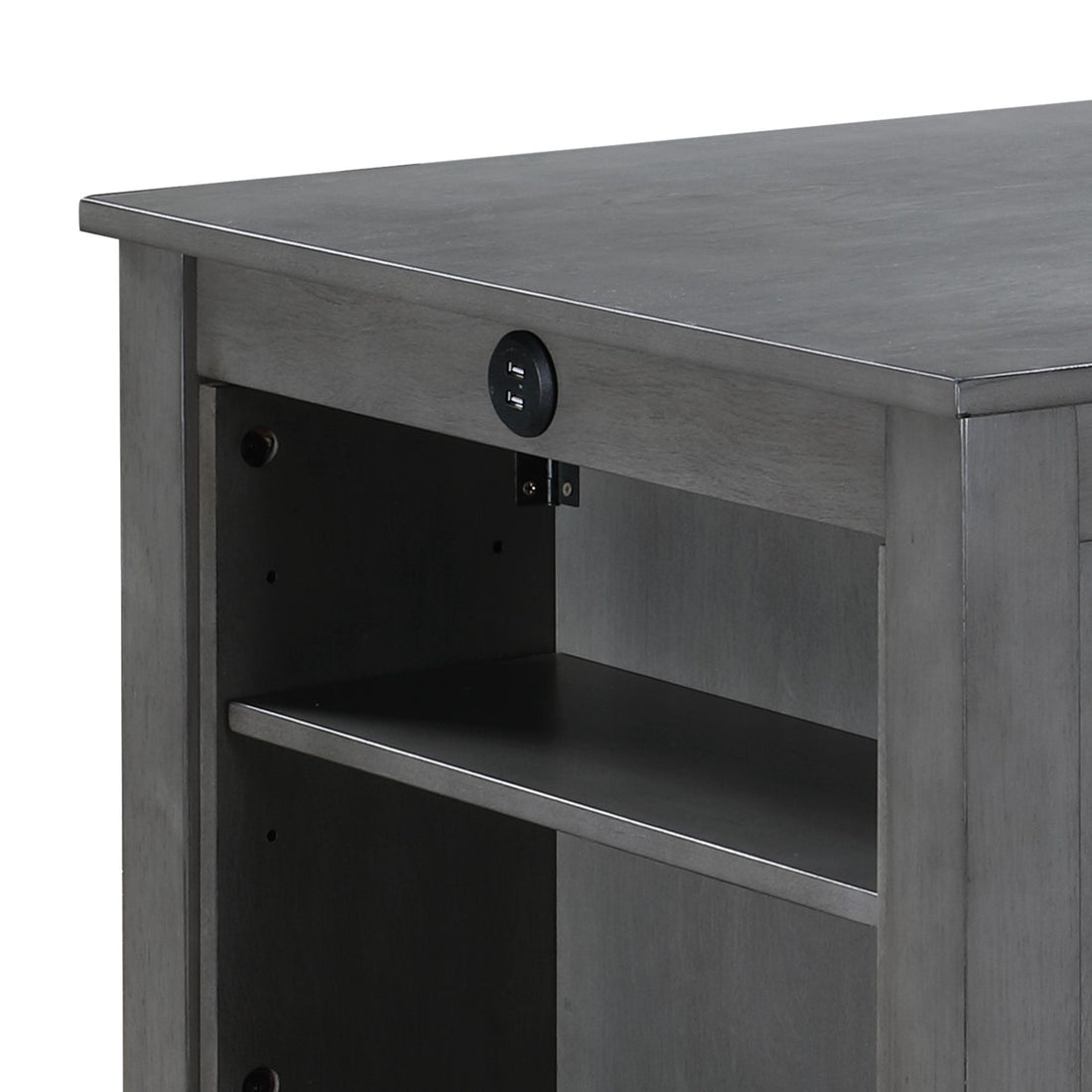 Graham 36" Gray Finish Small Space Counter Height Dining Table With Usb Charging Ports And Shelves Gray Wood