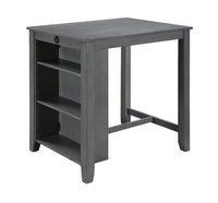 Graham 36" 3 Piece Gray Finish Small Space Counter Height Dining Table With Shelves And 2 Chairs Gray Wood Fabric