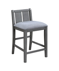 Graham 36" 3 Piece Gray Finish Small Space Counter Height Dining Table With Shelves And 2 Chairs Gray Wood Fabric