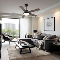 52 Inch Downrod Ceiling Fans With Lights And Remote Control, Modern Outdoor Indoor Wood And Dark 5 Blades Led Lights Smart Ceiling Fans For Bedroom, Living Room, And Patios Set Of 2 Brown Black Wood