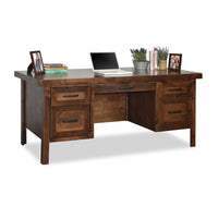 Sausalito 71 Inch Executive Desk, No Assembly Required, Whiskey Finish Brown Brown Keyboard Tray Execultive Desk Office Lodge,Rustic,Transitional Freestanding Alder Rectangular Drawers Desk Wood