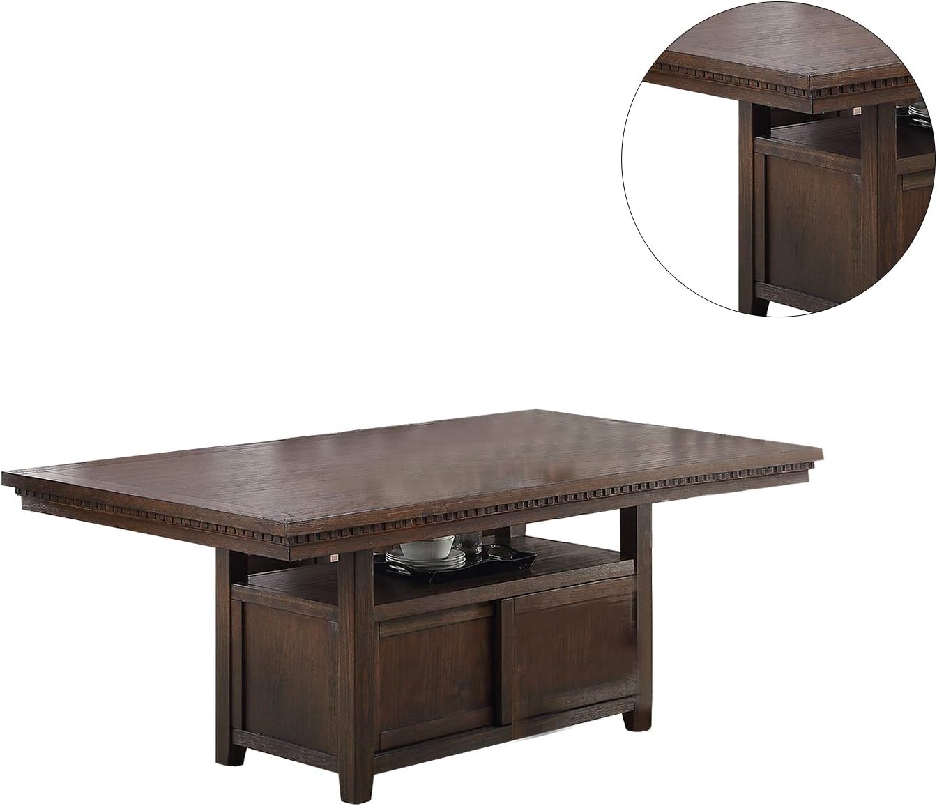 Dining Room Furniture Dining Table Rustic Espresso Table W Storage Base Wooden Top 1Pc Rectangular Table Only Espresso Espresso Dining Room Contemporary,Modern Pine Kitchen & Dining Tables Rubber Wood