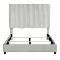 Queen Size Minky Stone Upholstered Platform Bed Box Spring Required Queen Stone Gray Wood Bedroom Contemporary,Modern,Transitional Bed Frame Foam Polyester Polyester