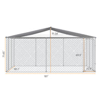 Dog Kennel Outdoor With Waterproof Canopy 181" * 181" *71.65" Silver Iron