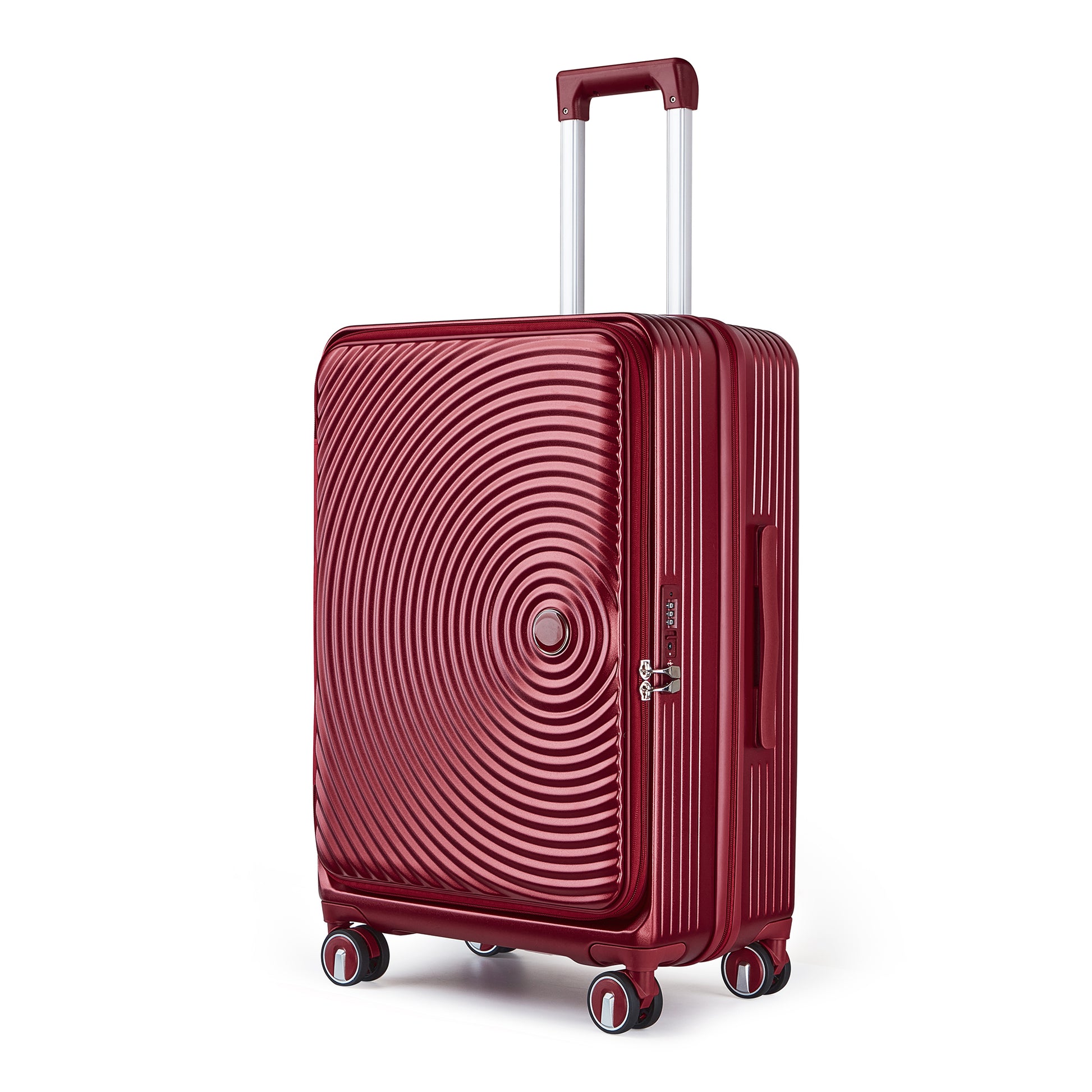 Luggage Sets 3 Piece 20 24 28 , Expandable Carry On Luggage With Tsa Lock Airline Approved, 100% Pc Hard Shell And Lightweight Suitcase With Front Pocket And Spinner Wheels Wine Red Pc