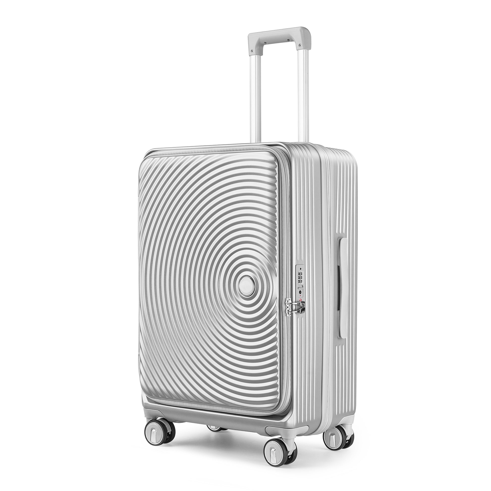 Luggage Sets 3 Piece 20 24 28 , Expandable Carry On Luggage With Tsa Lock Airline Approved, 100% Pc Hard Shell And Lightweight Suitcase With Front Pocket And Spinner Wheels Silver Pc