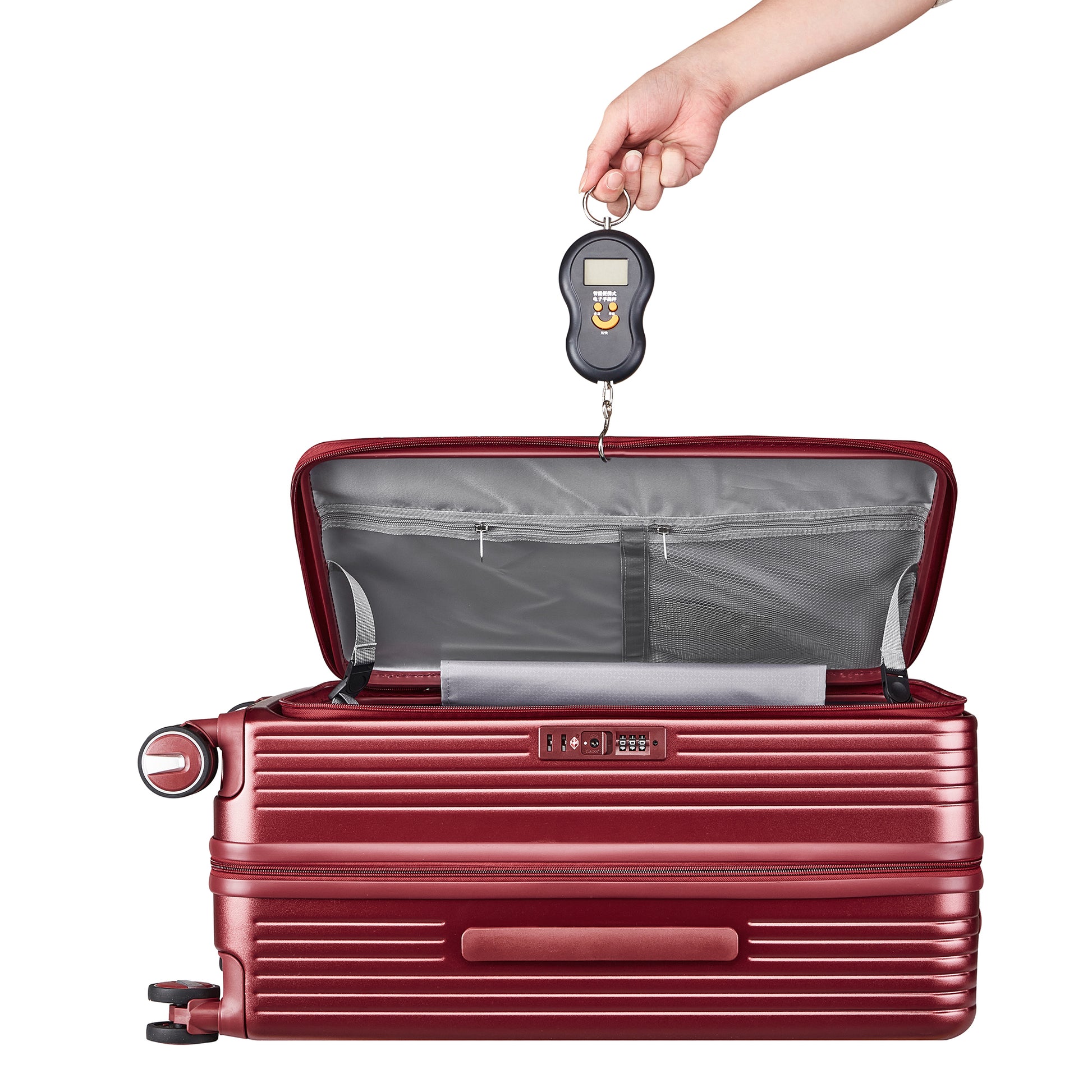 Luggage Sets 3 Piece 20 24 28 , Expandable Carry On Luggage With Tsa Lock Airline Approved, 100% Pc Hard Shell And Lightweight Suitcase With Front Pocket And Spinner Wheels Wine Red Pc