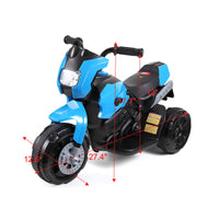 6V Kids Ride On Motorcycle With Headlights, Battery Powered 3 Wheel Bicycle Blue Blue Polypropylene