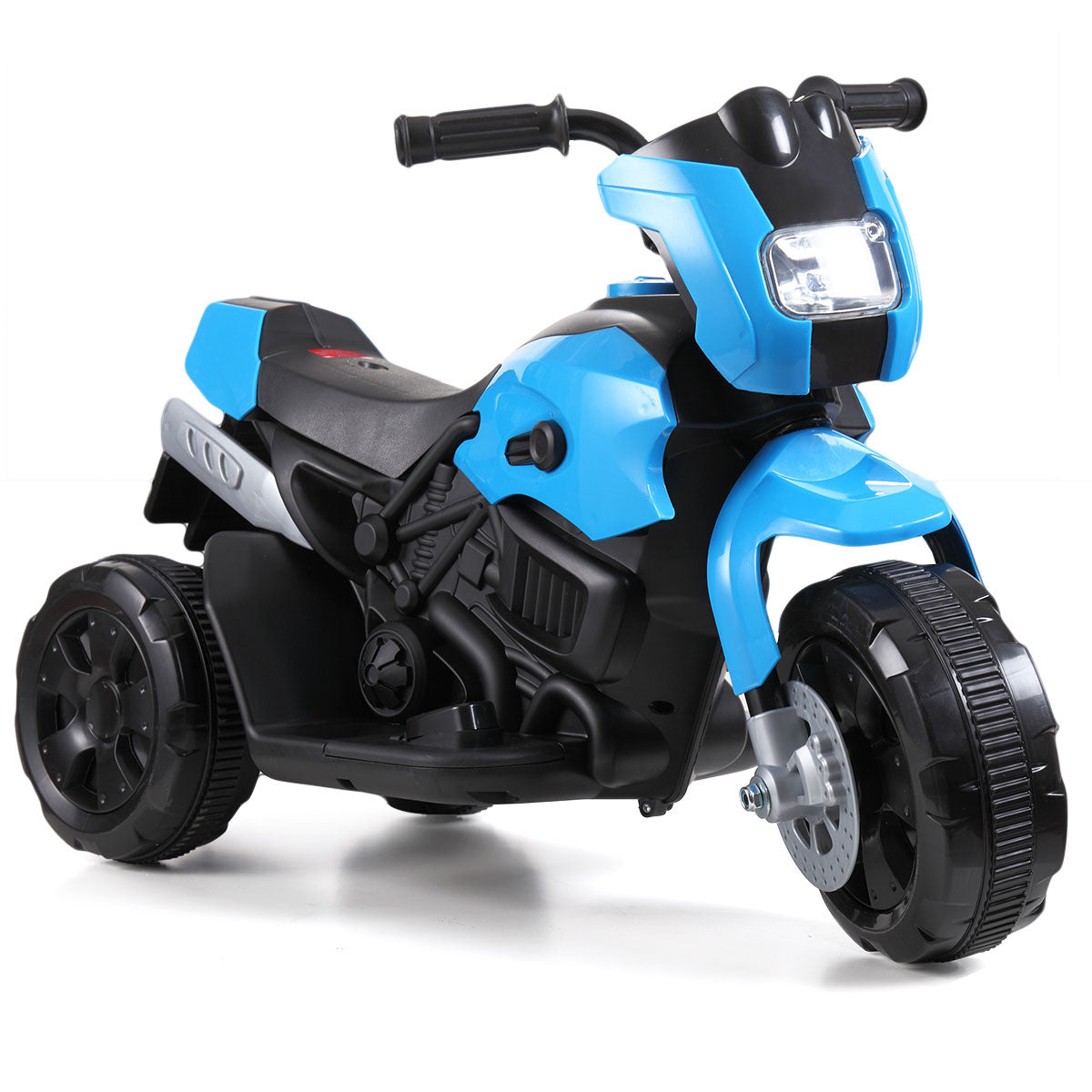 6V Kids Ride On Motorcycle With Headlights, Battery Powered 3 Wheel Bicycle Blue Blue Polypropylene