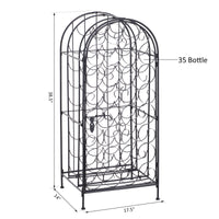 Homcom 35 Bottle Wrought Iron Wine Rack Cabinet With Lock Black Black Iron